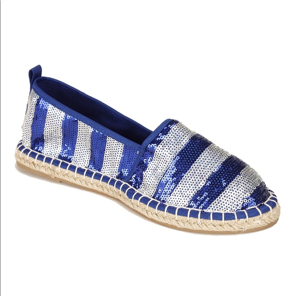Nautical Stripes Sequins Espadrille Loafer Flats - Picture 8 of 8